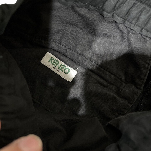 Kenzo Pants Men 27 waist Black Green Strip Pull On Draw String - Picture 9 of 15